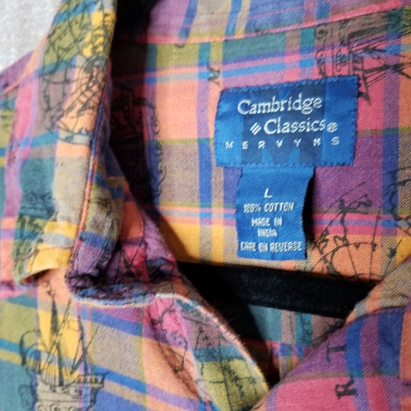 Cambridge Classics EUC L America plaid short-sleeved button-down map shi… - Picture 4 of 11